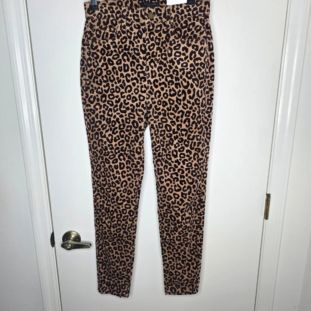 Ann Taylor Leopard Print Corduroy Skinny Pants Highest Rise NWT 2 Petite